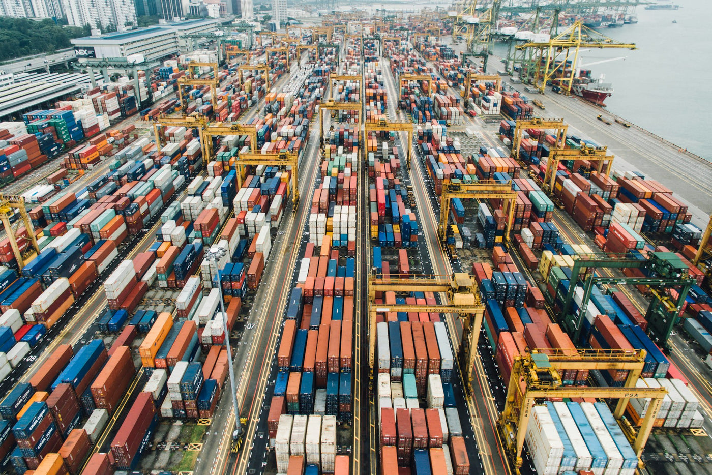 Aerial view of a container yard — one supply chain